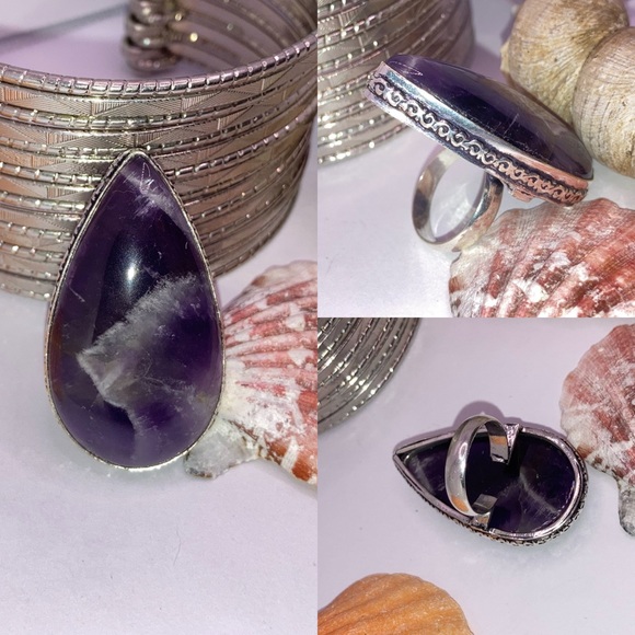 Sublime Sage Amethyst Gemstone Huge Handmade Ring - Picture 4 of 4
